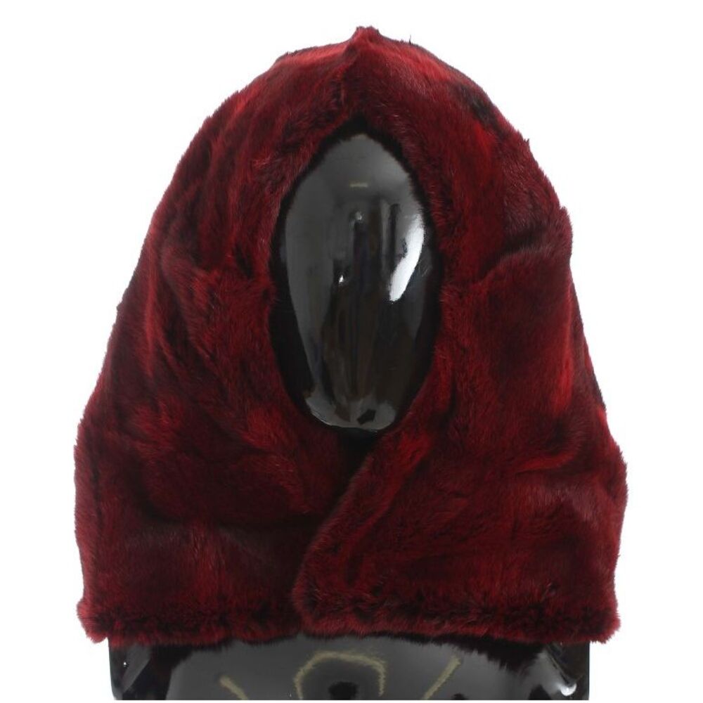 Dolce & Gabbana Bordeaux Hamster Fur Crochet Hood Scarf Women's Hat